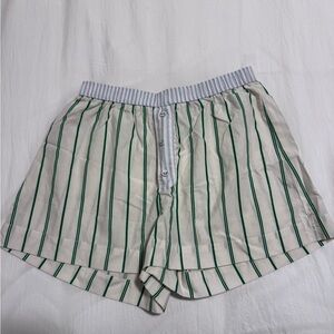Princess Polly White Shorts with Green Stripes
